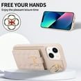 thumbnail image 6 of Nalacover Ring Holder Kickstand Case for iPhone 15 Plus 6.7" Crossbody Wallet Case with Credit Card Slots, Lanyard Shoulder Strap Premium PU Leather Wrist Hand Strap Cover, Beige, 6 of 10