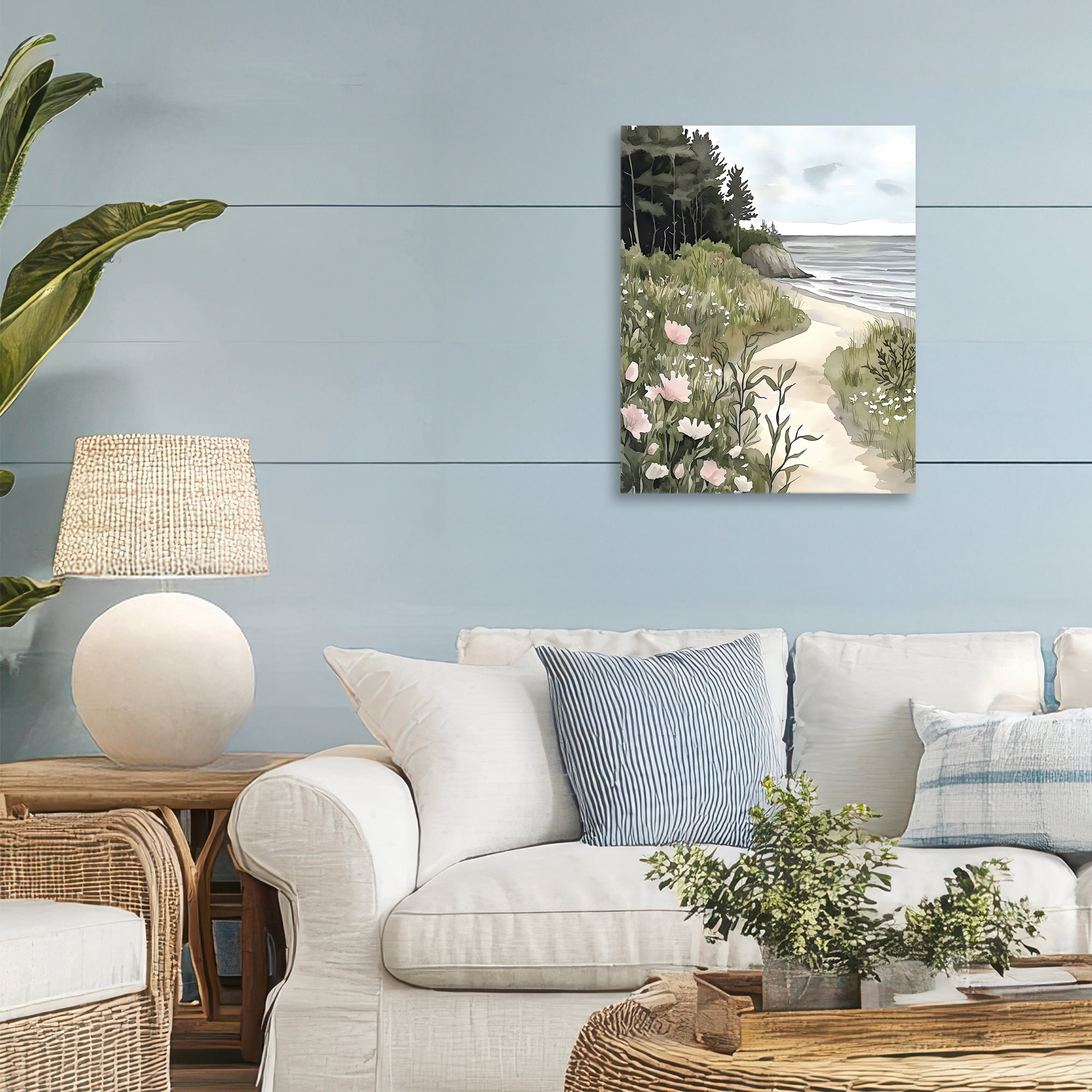 Stupell Industries Coastal Calm Floral Pathway Canvas Wall Art, design by Riley B
