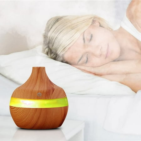 

300ml Wood Grain USB Humidifier Colorful LED Night Light Mist Maker for Office Car Home Yoga