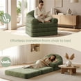 thumbnail image 4 of Yaheetech 2-in-1 Convertible Sofa  Bed Folding Sleeper Chair Bed Chenille Sofa with Armrests  Bean Bag Chair for Living Room, Green, 4 of 7
