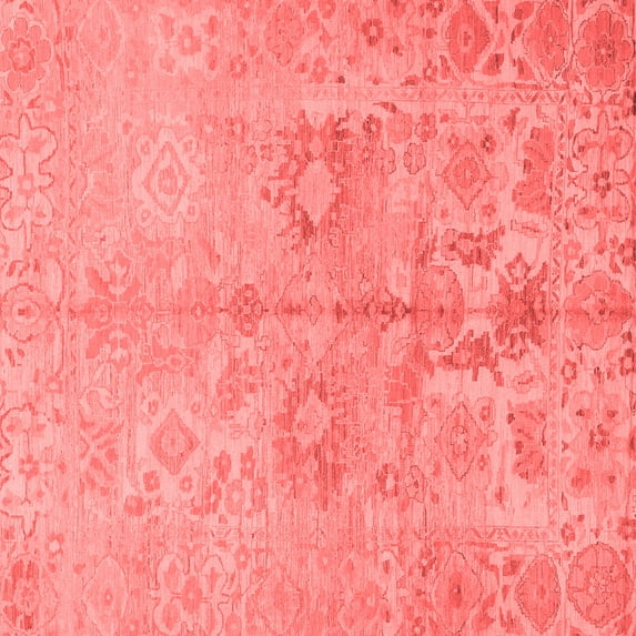 Ahgly Company Machine Washable Indoor Square Oriental Red Traditional Area Rugs, 4' Square