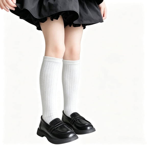 Jalioing Knee High Socks for Girls School Uniform Cotton Stockings Girls Kids Breathable Soft Long Socks