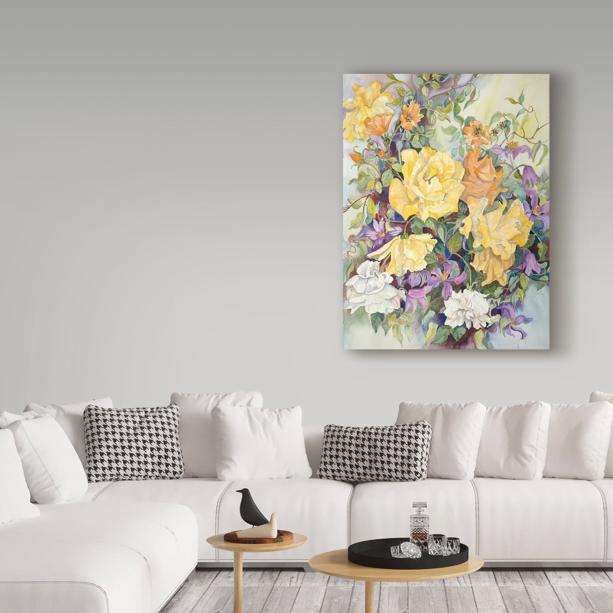 Trademark Fine Art 'Roses With Purple Clematis' Canvas Art by Joanne Porter