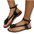 thumbnail image 4 of Viluyesy Women's Flat Sandals, Adjustable Strap Flower Clip Toe Wide Width Casual Fashion Beach Vacation Shoes Black, 4 of 9