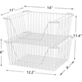 thumbnail image 4 of Slideep 14'' Large Stackable Storage Baskets Cabinet Organizer Sturdy Metal Wire Pantry Freezer Bin for Pantry Home Bathroom Kitchen Organization White - 4 Pack, 4 of 6