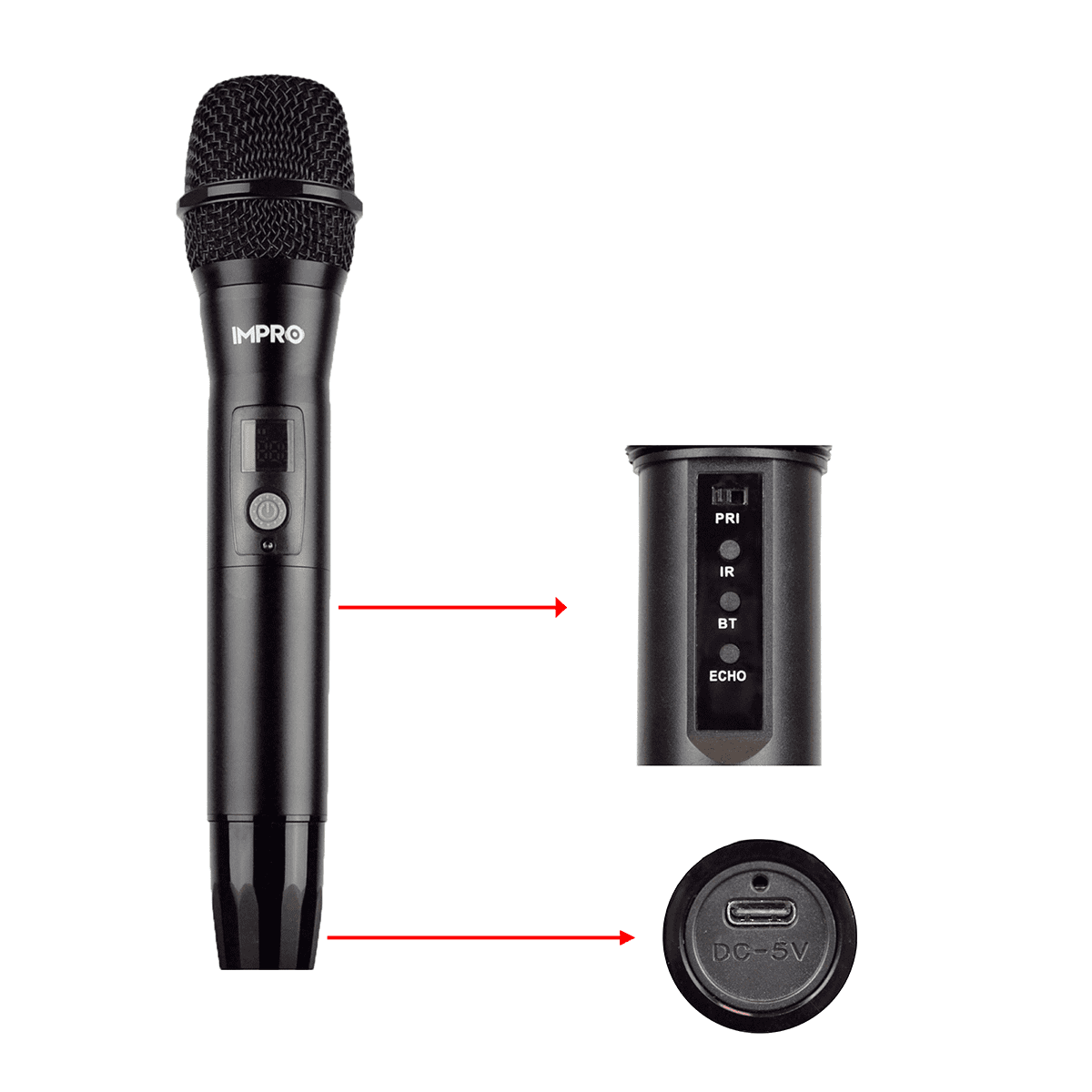 ImPro UHF-88MXR Professional UHF Wireless Microphones with Echo (Black)