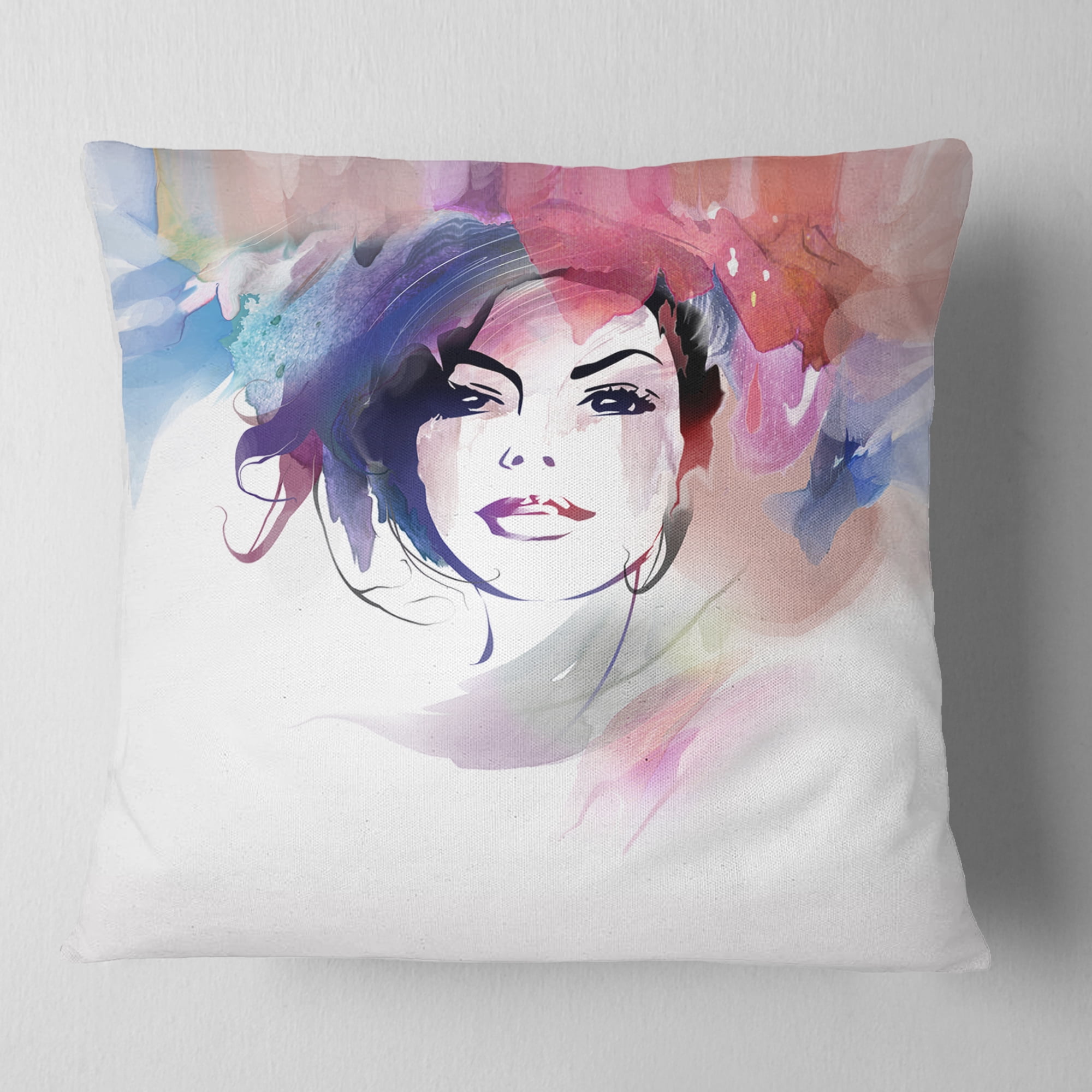 Designart Beautiful Girl Portrait - Portrait Throw Pillow - 18x18