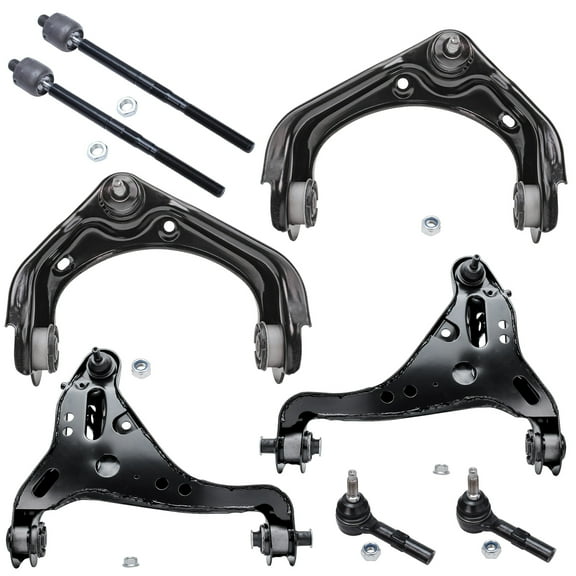 Detroit Axle - 8pc Front End Control Arms Kit for 06-10 Ford Explorer Sport Trac Mercury Mountaineer, 2 Lower & Upper Control Arms w/Ball Joint 4 Tie Rod Ends 2006 2007 2008 2009 2010 Replacement
