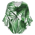 thumbnail image 5 of Palm Leaf Realistic Vivid Leaves Of Palm Tree Women's V-Neck Blouse With 3/4 Ruffled Bell Sleeves Casual Top Ladies Blouses, 5 of 7