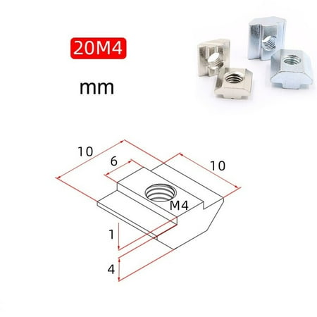 

T-nut M3/M4/M5/M6 Sliding Tee Nut Plain carbon steel Extrusion 20 Series M4