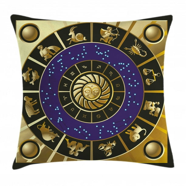 Astrology Throw Pillow Cushion Cover, Plaquet Seem Square Shape and ...