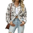 thumbnail image 3 of Fantaslook Plaid Flannel Shirts for Women Oversized Long Sleeve Button Down Shirts Blouses Tops, 3 of 8