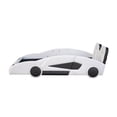 thumbnail image 6 of Twin Size Race Car-Shaped Platform Bed with Wheels, Classic Boys Girls Car Bed with Sturdy Wood Slats Support, White, 6 of 9
