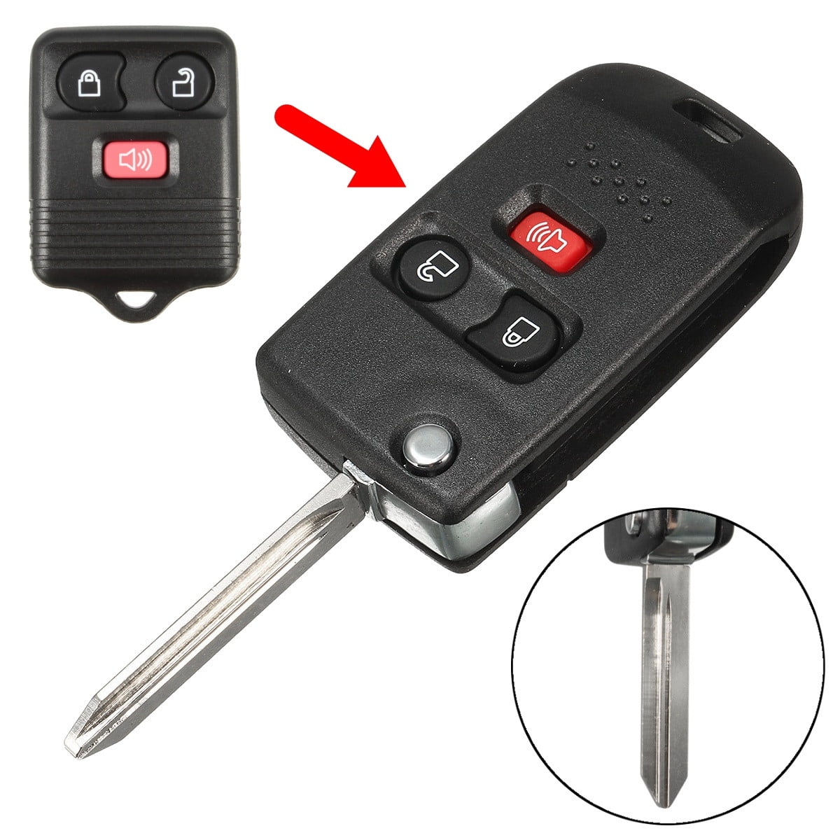 3 Button Remote Flip Key Fob Case Shell Uncut Blade For Ford Mercury