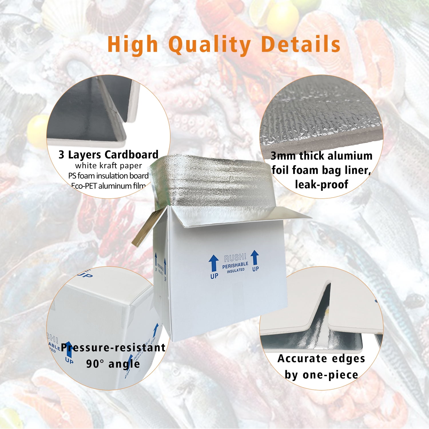 CH-BOX Insulated Cold Shipping Boxes with Liners, 4 Pack 19'' x 12'' x 16'', for Perishable Frozen Food, White (TB191216L-4)