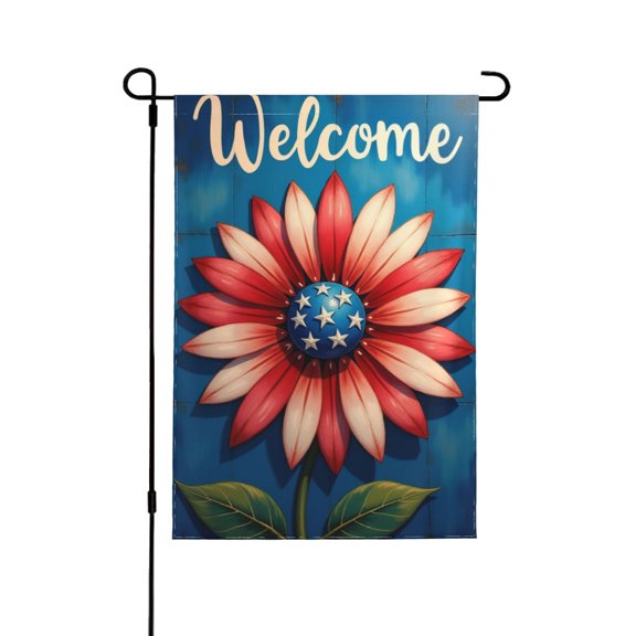 Welcome Patriotic Sunflower Garden Flag Double Sided 12x18 Inch American Flag Flower Outdoor Decor Summer Spring Yard Flag For House Patio Lawn
