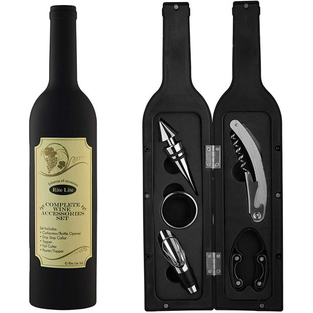 Rite Lite Set of Wine Accessories in A Bottle Shape - Piece Chanukah set - Incudes accessories - Comes gift boxed - Great hostess gift Hanukkah