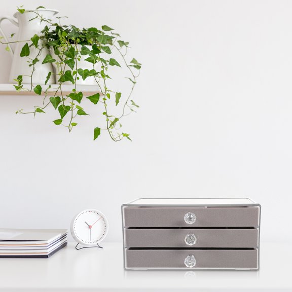 LOLIPPYY Grey Jewelry Drawer Organizer for Necklace Bracelet Storage with Multiple Compartments for Bedroom Vanity