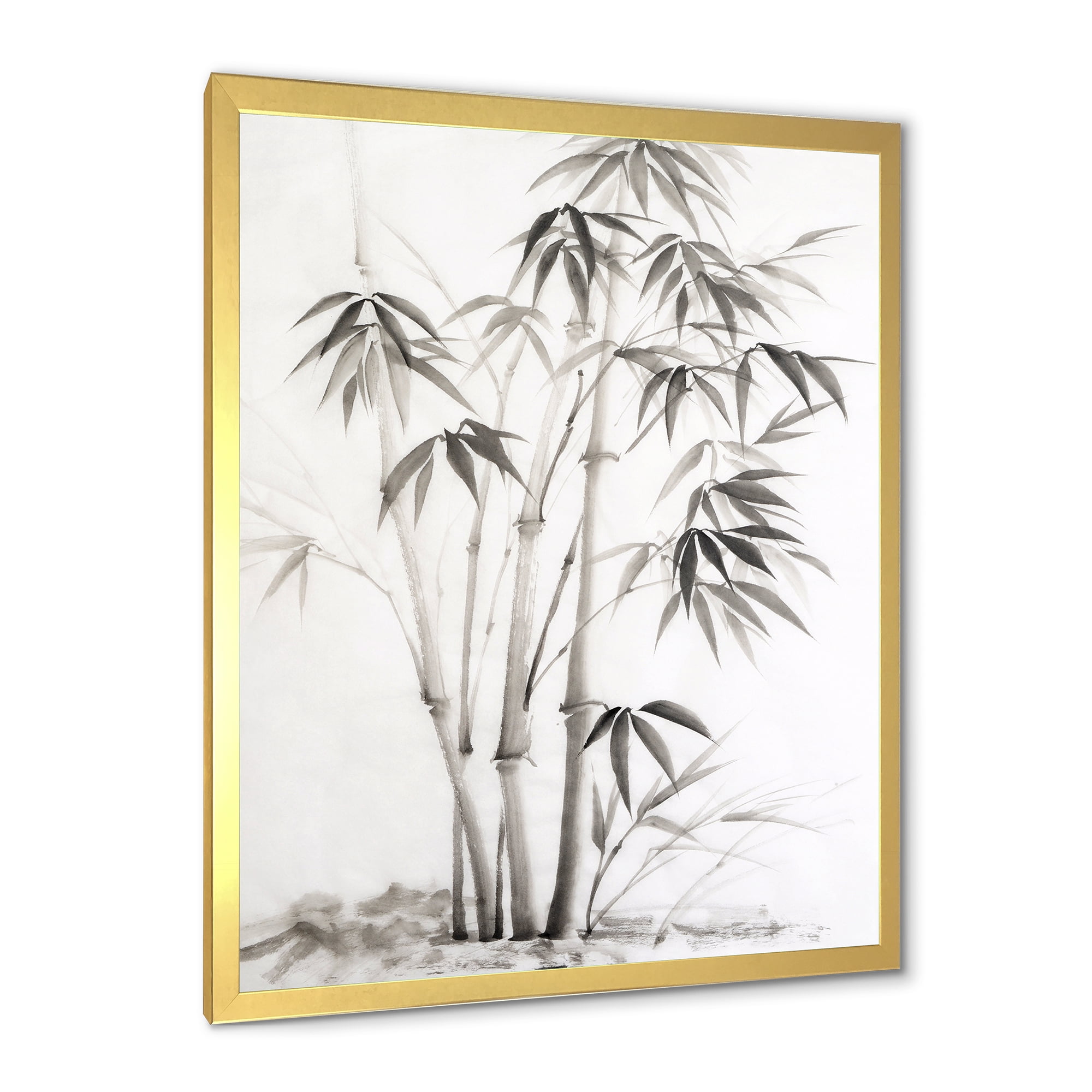 Designart 'Vintage Black and White Bamboo II' Traditional Framed Art Print