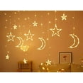 thumbnail image 6 of Decorative Starry String Curtain Lights,  Remote Control AA Battery/USB Powered Moons and Stars LED Window Light for Home Party Indoor Outdoor Decoration (Warm White), 6 of 7