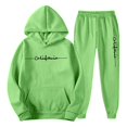 thumbnail image 2 of Men's Casual Personalized Printed Long-sleeved Hooded Sweatshirt and Sweatpants Two-piece Set, Fleece-Lined for Winter Sports and Casual Activities,Cyan,2XL, 2 of 5