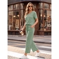 thumbnail image 3 of MOYIKO 2 Piece Sets for Women Casual Summer Travel Vacation Outfits Short Sleeve Tops Wide Leg Pants with Pockets Lounge Sets, 3 of 7