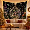 thumbnail image 3 of Glass Terrarium with Mushrooms and Ferns Under a Full Moon, Mystical Dark Botanical Fantasy for Nature Lovers, Whimsical Wall Art, Housewarming Gift Tapestry Wall Hanging for Bedroom, Living Room, 3 of 7
