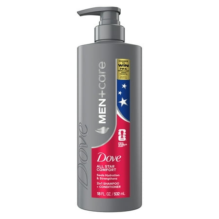 Dove Men+Care Limited Edition FIFA Shampoo & Conditioner Seal Hydration & Strengthen Hair All Star Comfort, 18 fl oz