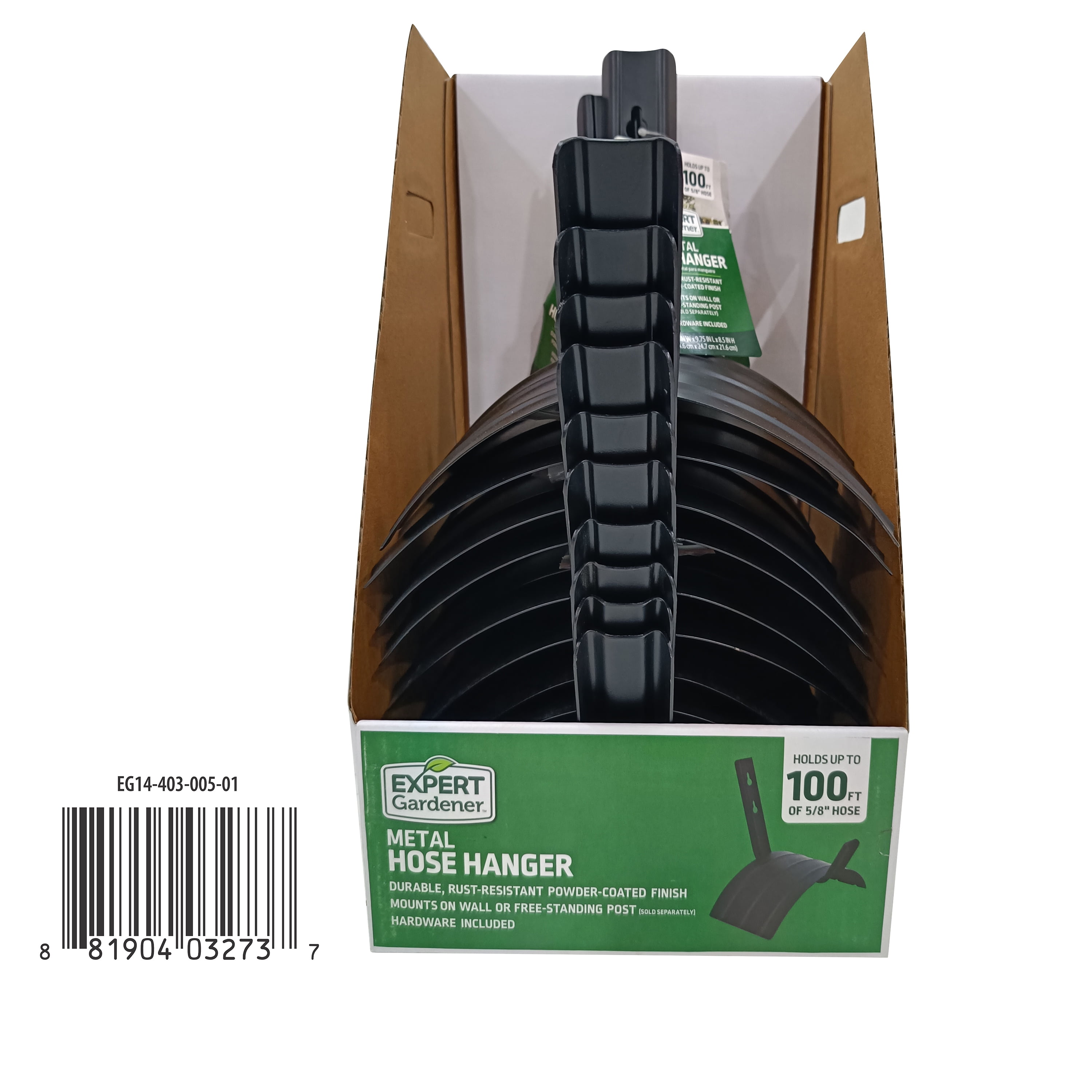 Expert Gardener Metal Hose Hanger in Black Color, Holds up to 100 Feet (30.4 m) of 5/8 inch Standard Vinyl Hose