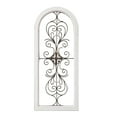 thumbnail image 3 of Sintosin Metal Wall Decor 13x32 Inch, Farmhouse Wrought Iron Scroll Art with White Distressed Wood Frame, Rustic Home Accent for Living Room, Bedroom, Kitchen Entryway, 3 of 7