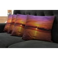 thumbnail image 5 of Ambesonne Romantic Throw Pillow Cover 4 Pack, Colorful Beach Sunset, 24", Orange Purple, 5 of 5