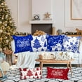 thumbnail image 3 of White and Blue 20x20 Christmas Pillow Covers Set of 4, Decorative 20 Inch Navy Winter Snowflake Throw Pillow Case Xmas Cushion Cover for Indoor House Sofa Dark Blue, 3 of 6