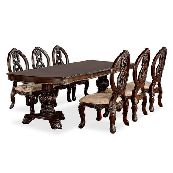 Furniture of America Roo Traditional Wood 7-Piece Dining Table Set in Cherry