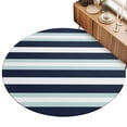 thumbnail image 2 of Small Round Rug 3Ft, Aqua Navy Blue Striped Non-Slip Washable Circle Rugs Carpet, Modern Abstract Lines Geometric Indoor Outdoor Rug Floor Mats Throw Runner for Bedroom Living Room Bathroom, 2 of 8
