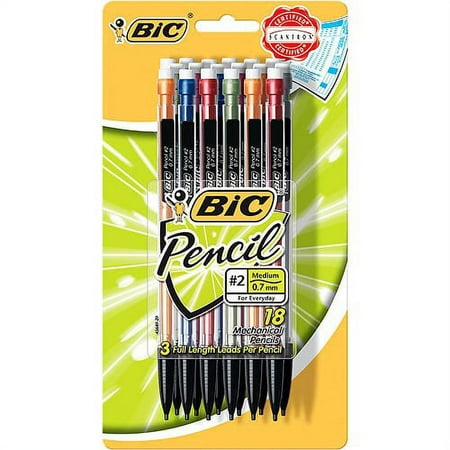 BIC Mechanical Pencil with Metallic Color Barrels 0.7mm 18ct, Black (MPLMP18-Blk)