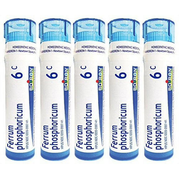 Boiron Ferrum Phosphoricum 6C, Homeopathic Medicine for Fever (Pack of 5)