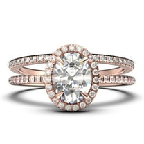 Bridal Ring Set Art Deco 2.25 Carat Oval Cut Diamond Moissanite Engagement Ring, Wedding Ring in 10k Solid Rose Gold, Gift For Her, Gift For Woman, Promise Ring, Anniversary Gift