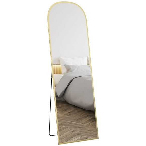 HOMCOM 64"x20" Full Length Mirror, Free Standing or Wall Mounted, Gold
