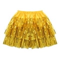 thumbnail image 2 of MSemis Kids Girls Sparkle Sequins Mini Skirt Layered Tiered Tutu Skirt Gold 13-14, 2 of 4