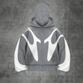 thumbnail image 5 of Homeyce Balaclava Ninja Zipper Hoodie with Mask Zip Up Zip Jacket Ninja Double Hood Wind Resistant Jacket Hoodie with Balaclava Outdoor Athletic Hip Hop Y2k Streetwear,Gray L, 5 of 6