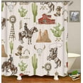 thumbnail image 5 of 4PCS Western Shower Curtain Set, Rodeo Cowboy Boots Hat Horseshoe Barn Texas Star Wild West Country Rustic Farmhouse Bathroom Decor, Waterproof Fabric Shower Curtain, Non-slip Bath Mat, 5 of 7