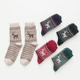 thumbnail image 5 of Yuanlong Womens Socks 5 Pairs Christmas Reindeer Pattern Knitted Crew Socks Autumn Winter Thermal Boho Middle Tube Socks, 5 of 8