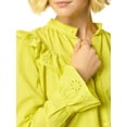 thumbnail image 5 of Jessica Simpson Women's and Women's Plus Arista Ruffle Long Sleeve Shirt, Sizes XS-5X, 5 of 6