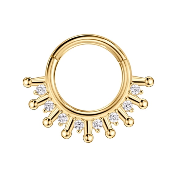 FANSING Gold Septum Jewelry 16g Septum Ring Surgical Steel Piercing Rings 16 Gauge 8mm Daith Hoop Earring Cubic Zirconia
