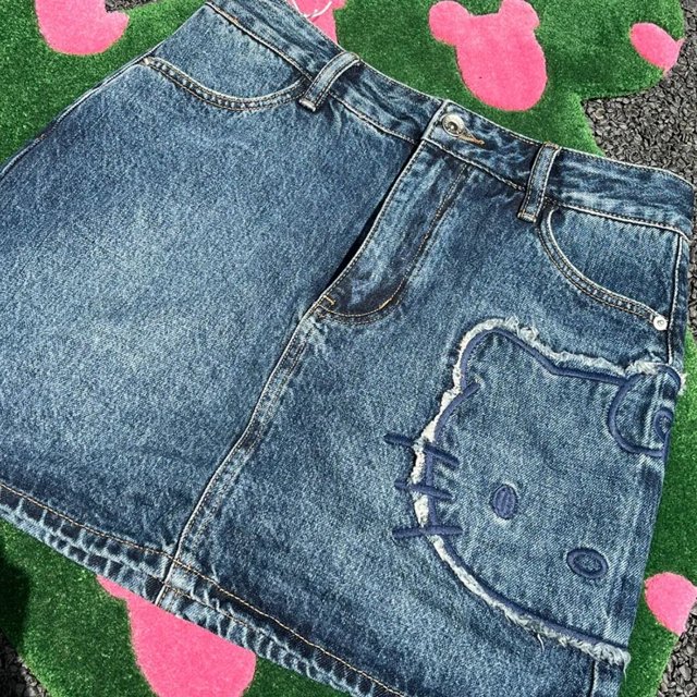 Sanrio Kawaii Hello Kitty Falda corta de mezclilla Retro para mujer, falda de cintura alta de Anime de dibujos animados, regalos de cumpleaños para niña, moda de verano