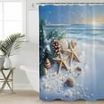 thumbnail image 2 of 60x72 Inch Shower Curtains for Bathroom Christmas Beach Fabric Bath Curtain Decor Blue Shell Starfish Conch Pine Cone Snow Waterproof Restroom Curtains Shower Set Accessories with 12 Hooks 60 Inch, 2 of 6