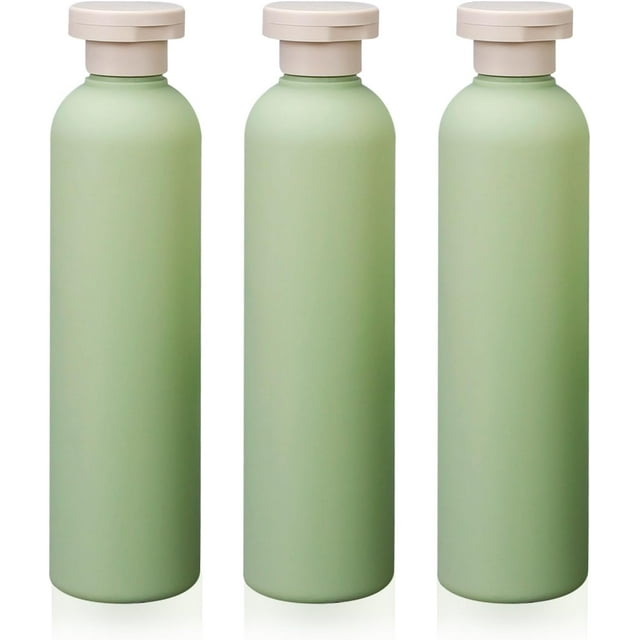 HUGFEGWE 3 Pcs Bouteilles Compressibles à Couvercle Rabattable 8.8oz, Réutilisables et Rechargeables, Étanches, pour Lotions, Crèmes Faciales, Shampoings, après-Shampooing (Vert) AZ824-7760