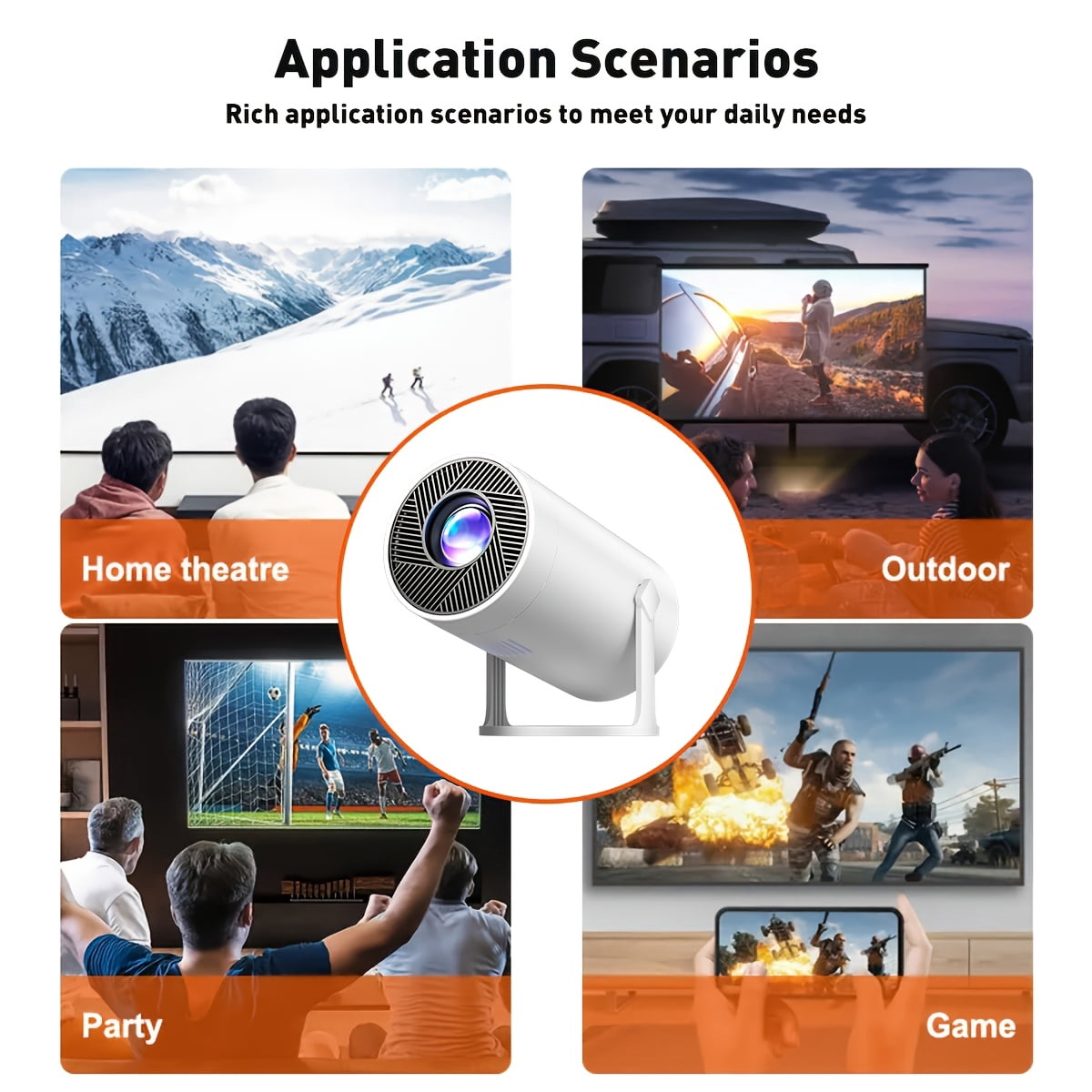 2025 Android 11 Smart Projector: 4K Decode Native 1080P, WiFi 6 & BT 5.2, Auto Keystone, Portable Home Theater Mini LED Movie Projector
