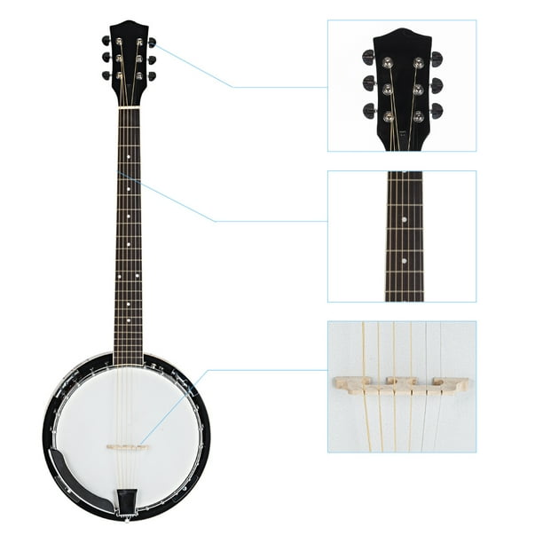 6-String Resonator Banjo, Professional Sapele Back Full Size