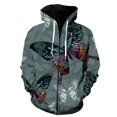 thumbnail image 1 of Fashion Men's 3D Print Zipper Hoodeds Sweatshirt Cartoon butterfly pattern Hoodie Fall Spring Casual Hooded Pullover, 1 of 5